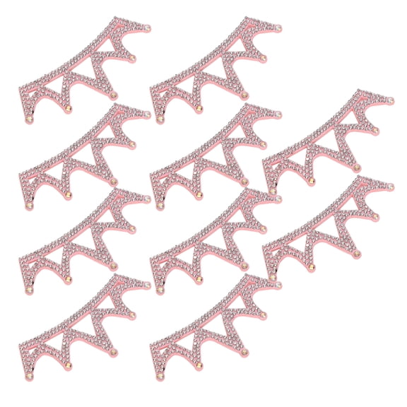 10PCS Rhinestone Cloth Applique Crown Shaped Patches Clothes Accessories Pink Triangular Type DIY Sewing Crafts 3.94 inches / 10 cm