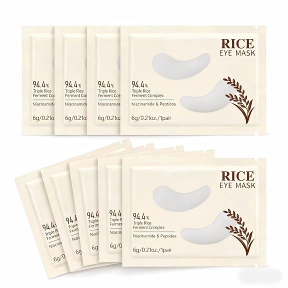 10PCS Rice Eye Mask Infused With Triple Rice Ferment Complex, Niacinamide & Peptides, Nourishing Brightening Firming Eye Care Mask, Ideal For Daily Eye Care