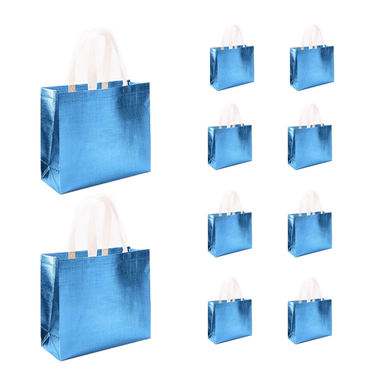 Jutom 20 Pack Iridescent Gift Bags - 6x3x8 Inch Reusable Holographic Tote Bags With Handles For Party Favors