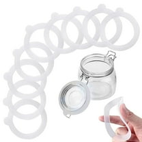 10PCS Rubber Seals Rings for Glass Jars, Airtight Silicone Replacement Gasket, Leakproof Silicone Gasket Sealing Rings for Mason Jars, Elastic and Fits Most Sizes,White,3.7"