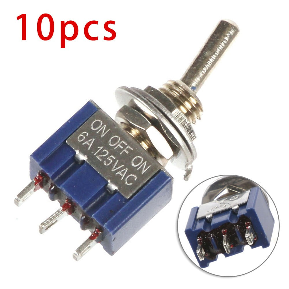 10PCS SPDT Toggle Switch ON-OFF-ON 3-Position 6mm for 12V/110V/220V ...