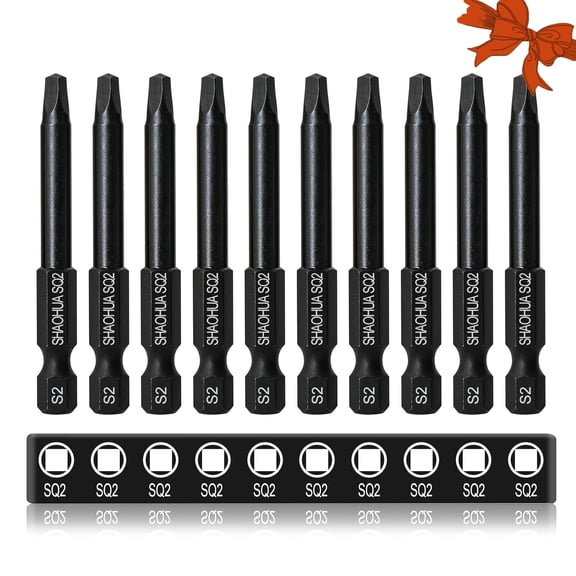 10PCS SQ2 Square Screwdriver Bits, 2.3" Long Magnetic Heads Square Drive Bits, 1/4" Diameter Hex Head Square Allen Wrench Drill Bit Set for Repair Furniture