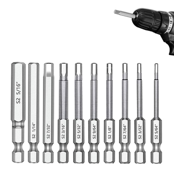 10PCS Screwdriver Bits Set Essential Tools Long lasting Steel 5/64 3/32 7/64 1/8 9/64 5/32 3/16 7/32 1/4 5/16
