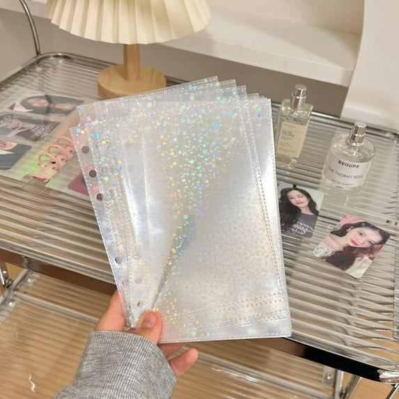 10PCS/Set High Quality Kpop Photo Card Album Laser Rainbow Star A6 1/2/3 Pockets Binder Sleeves Photo Album Inner Core Refill Inner Page Inside Page of Album 01-1 POCKETS