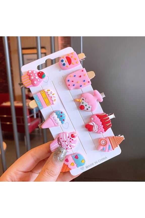 10PCS/Set New Girls Cute Cartoon Unicorn Hair Clips Kids Lovely Hairpins Ice Cream Headband Barrettes Fashion Hair Accessories