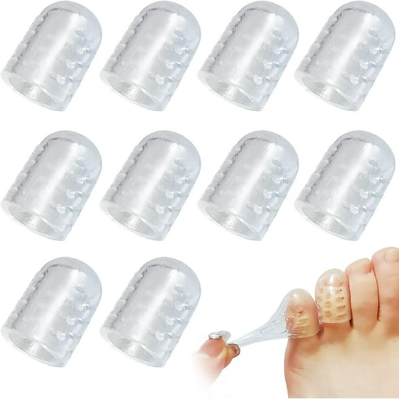10PCS Silicone Anti-Friction Toe Protector, Silicone Breathable Toe Covers, Soft Clear Silicone Little Toe Sleeve Protectors Caps Guards for Men Women