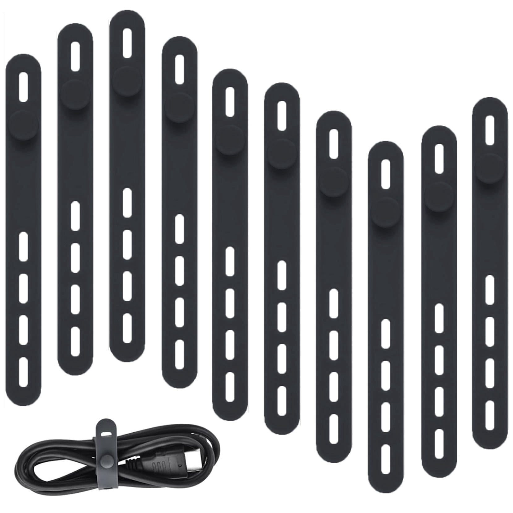 10PCS Silicone Cable Ties, Adjustable Reusable Cord Organizer for Wire ...