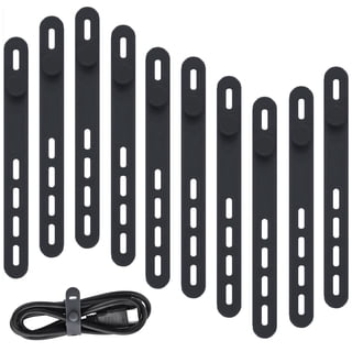 10PCS Silicone Cable Ties, Adjustable Reusable Cord Organizer for Wire Management, Home, Office & Travel Use