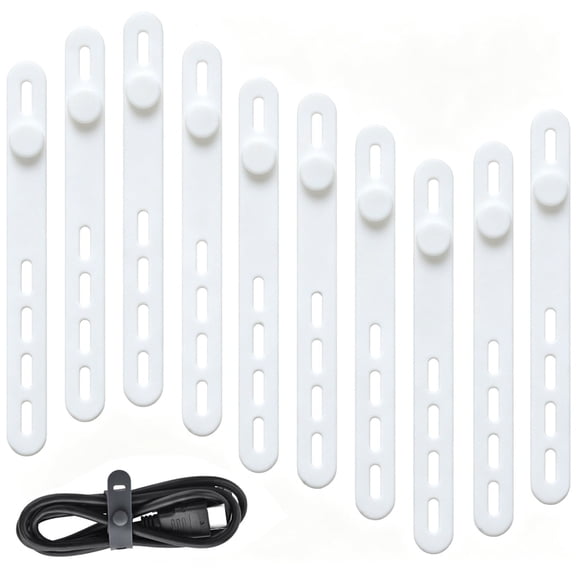 10PCS Silicone Cable Ties, Adjustable Reusable Cord Organizer for Wire Management, Home, Office & Travel Use