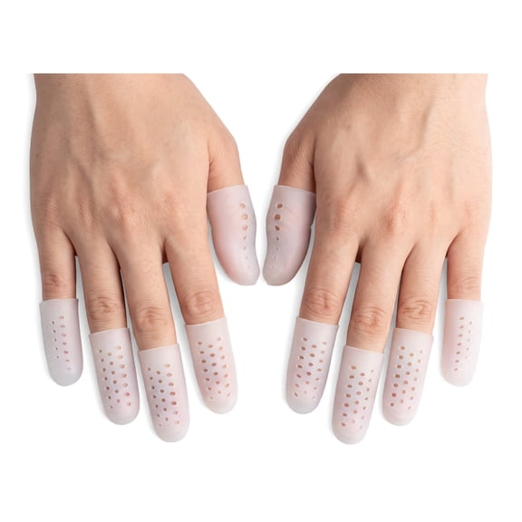 10PCS Silicone Finger Protectors Breathable Finger Caps with Holes for Eczema Blisters Corns Trigger Fingers Cracked Broken Toe (5.91 in × 3.94 in)