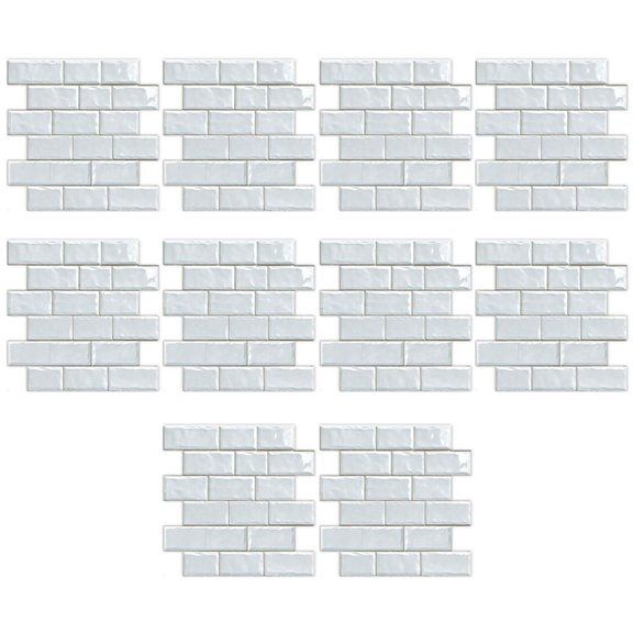 10PCS Simulated Brick Pattern Splicing Wall Stickers 27cm*27cm Gray White