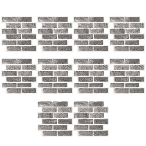 10PCS Simulated Brick Pattern Splicing Wall Stickers 27cm*27cm Gray White