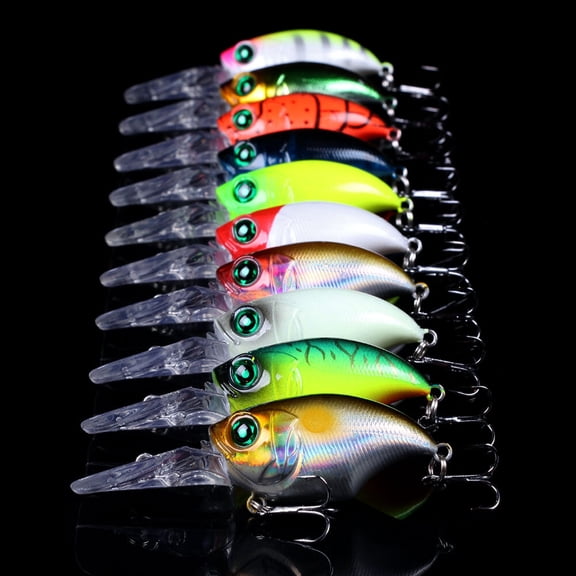 10PCS Sinking Crankbait Fishing Lures Minnow Hooks Tackle Plastic Bait 7.5cm/11g