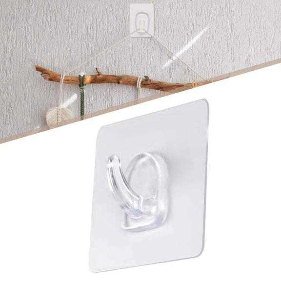 10PCS Small Adhesive Wall Hooks, Hooks with Adhesive Strips Damage Free, Sticky Hooks for Hanging Decorations Lights and Cables for Home Kitchen Bathroom, C