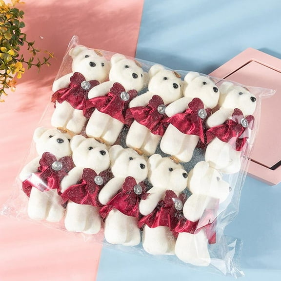 10PCS Small Bear Birthday Bouquet Wedding Valentine's Day Decoration Plush US