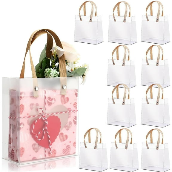 10PCS Small Handheld Gift Bags, Reusable, 5.9 x 5.1 inches, Small Gift Packaging Bags, PVC, Suitable for Christmas, Birthdays, Parties, Favors.