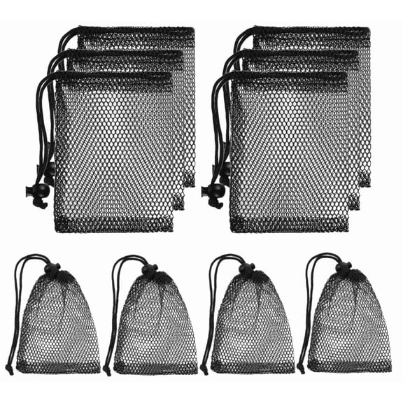 10PCS Small Mesh Bags Drawstring Black Mesh Drawstring Bag Mini Nylon Net Bag with Drawstrings Small Travel Stuff Bags 6 x 4 inch