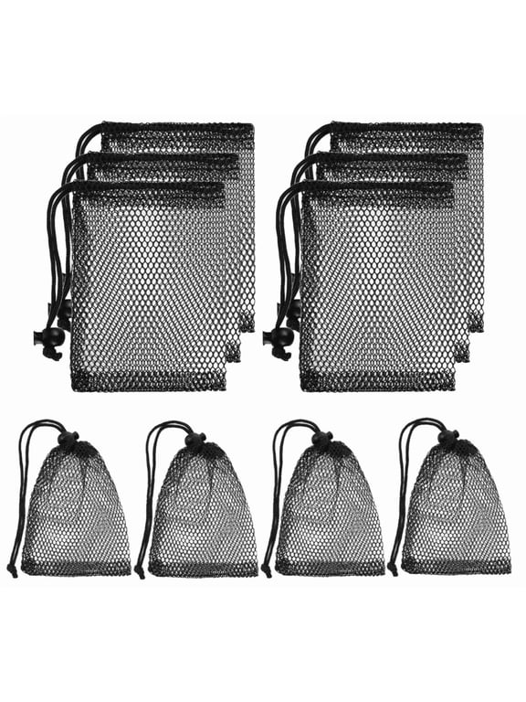 10PCS Small Mesh Bags Drawstring Black Mesh Drawstring Bag Mini Nylon Net Bag with Drawstrings Small Travel Stuff Bags 6 x 4 inch