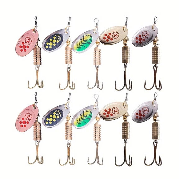 10PCS Spinner Spoon Metal Bait Fishing Lures With Box Sequins Crankbait Spoon Baits Bass Trout Perch Pike Rotating