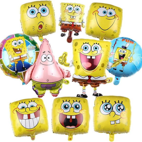 10PCS Sponge Bob Balloons Patrick Shaped Star Character Foil Balloons Yellow Balloons Set for Birthday Party