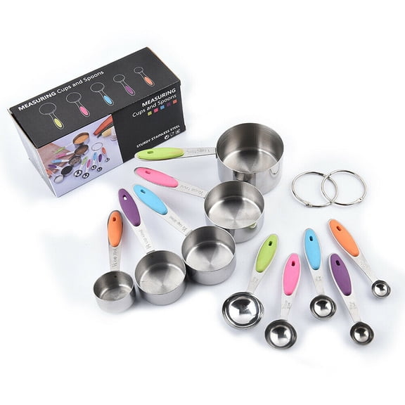 10PCS Stainless Steel Measuring Cups & Spoons Set,Kitchen Gadgets for Cooking & Baking