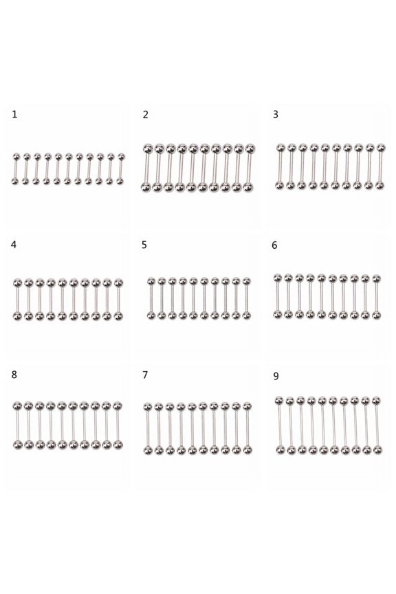 10PCS Stainless steel Ball Tongue Navel Nipple Barbell Rings Bars Body Piercing