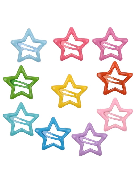 10PCS Star Snap Hair Clips For Girls Non-slip Toddlers Colorful Cute Lovely Metal Hair Barrettes Candy Color Hair Snap Clips Hair Accessories For Girls Kids Baby Teens Women