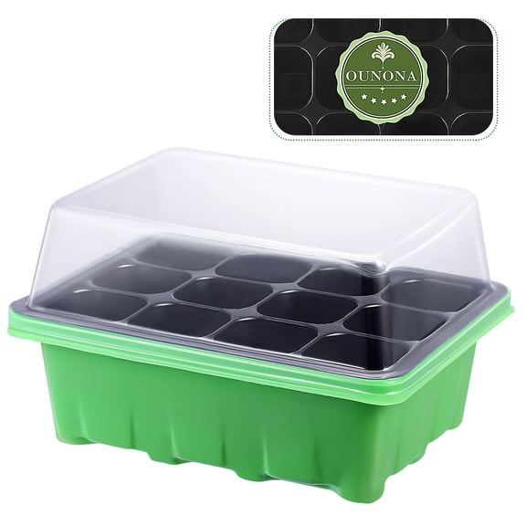10PCS Starter Trays Grow Trays Germination Box with Lid 12- holes Propagator Grower Nursery Tray for Starting