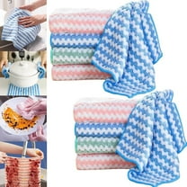 10PCS Super Absorbent Microfiber Cleaning Cloth Reusable Kitchen Dish Towels, Non-Stick Oil Fast Drying Rags,Thickened Coral Velvet Cleaning Fiber Cloths for Dishes,Countertops Surfaces
