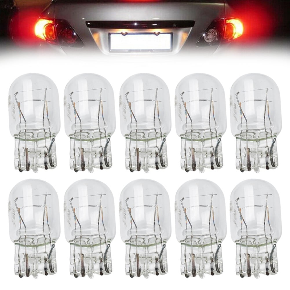 10PCS T20 7443 1891 21/5W Clear Glass Turn Signal Stop Brake Tail Light Bulbs