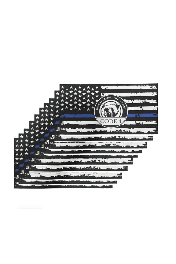 10PCS Thin Blue line Sticker Code 4, American Flag Thin Blue Line Car Decal, Police Support Stickers, for Cars Trucks Window Laptop Waterproof Decals