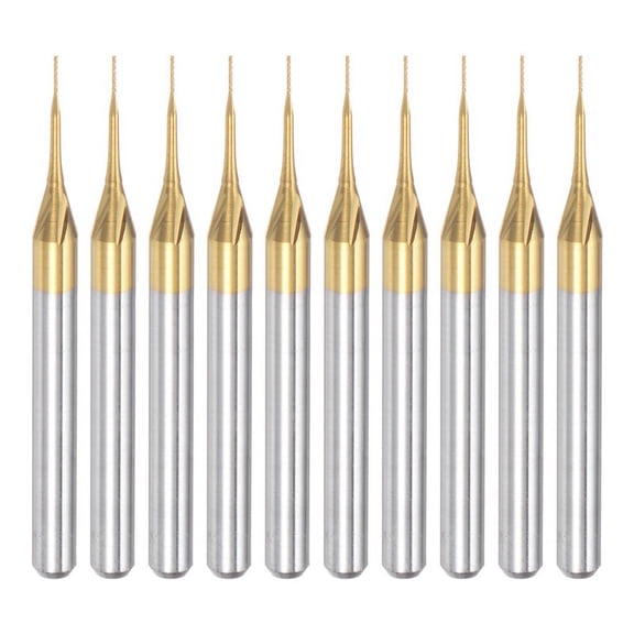 10PCS Titanium Coat Carbide End Mill Engraving Milling Cutter CNC Router Bits for PCB Machine, 1/8 Inch Shank 0.3Mm10* Router Bits