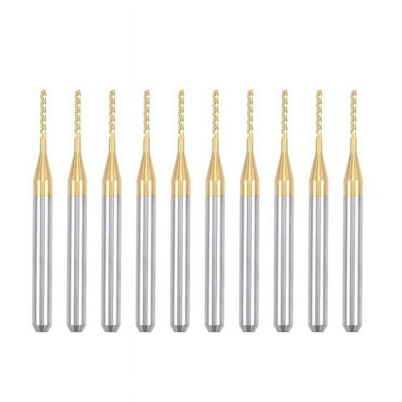 10PCS Titanium Coat Carbide End Mill Engraving Milling Cutter CNC Router Bits for PCB Machine, 1/8 Inch Shank 1Mm