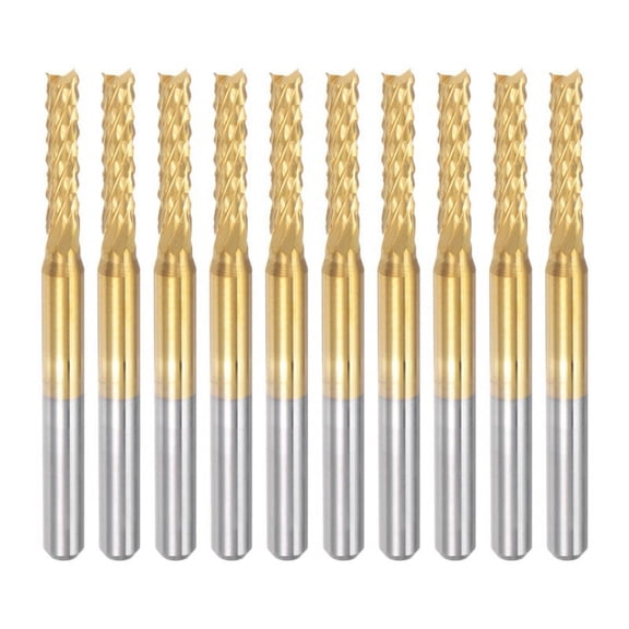 Symkmb 10PCS Titanium Coat Carbide End Mill Engraving Milling Cutter CNC Router Bits for PCB Machine, 1/8 Inch Shank 2.5Mm alloy