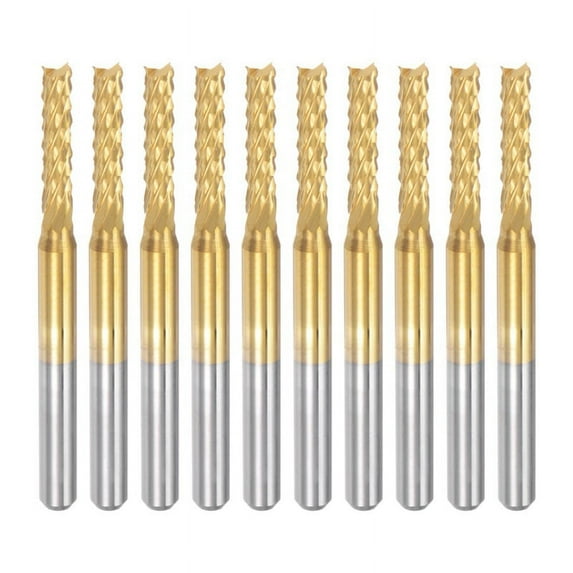 Symkmb 10PCS Titanium Coat Carbide End Mill Engraving Milling Cutter CNC Router Bits for PCB Machine, 1/8 Inch Shank 2.5Mm alloy