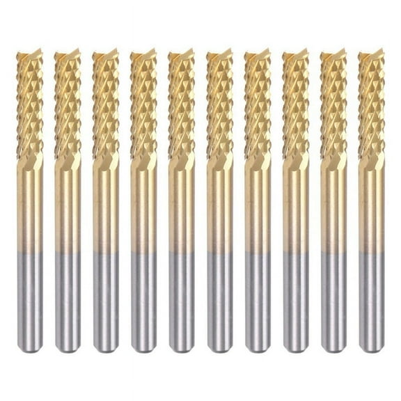 10PCS Titanium Coat Carbide End Mill Engraving Milling Cutter CNC Router Bits for PCB Machine, 1/8 Inch Shank 3.175Mm