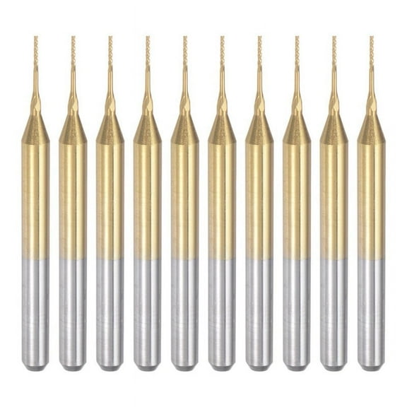 10PCS Titanium Coat Carbide For PCB Machine, 1/8 Inch Shank 0.5Mm