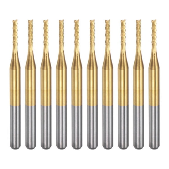 10PCS Titanium Coat Carbide For PCB Machine, 1/8 Inch Shank 1.4Mm