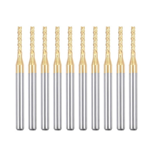 10PCS Titanium Coat Carbide End Mill Engraving Milling Cutter CNC Router Bits for PCB Machine, 1/8 Inch Shank 1.6Mm