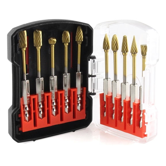 10PCS Titanium Gold Carbide Burr Set
