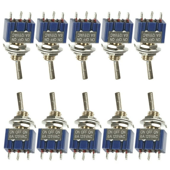 10PCS Toggle Switch SPDT ON-OFF-ON 3-Position 6mm 12V/ 110V/ 220V MTS-103