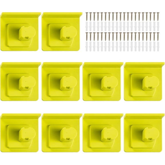 10PCS Tool Mount Holder Plastic Electric Tool Battery Dock Compatible with Ryobi 18V Battery Heavy Duty for Workshop Garage