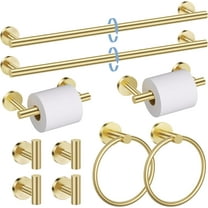 10PCS Towel Bar Set for Bathroom Wall, 23.6" Brushed Gold Bathroom Hardware Set Upgraded Bathroom Towel Holder, Stainless Steel Towel Rack Bathroom Accessories