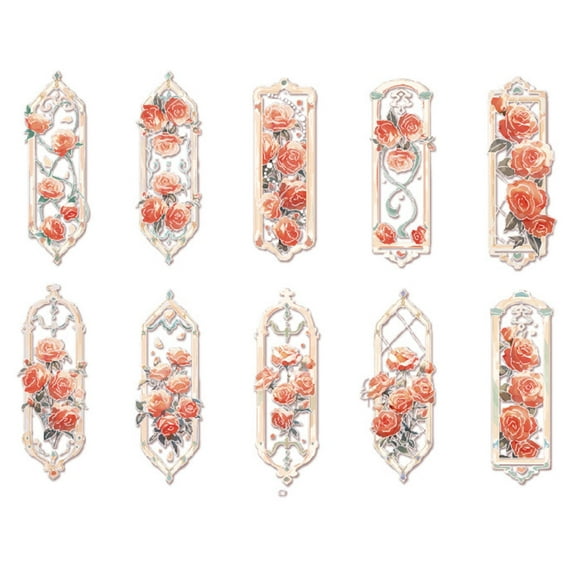 10PCS Transparent Flower Bookmarks Exquisite Embossed Gilt Irregular Rose Bookmarks, PVC Glitter Floral Page Marker Gift for Women Girls Kids Book Lovers