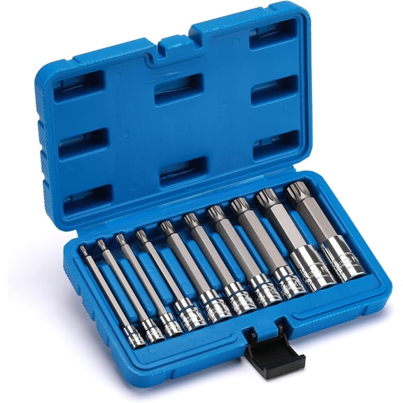 10PCS Triple Square Spline Bit Socket Set, Extra Long 4'' Length, M4-M18, S2 and Cr-V Steel, XZN Spline Tip Bit Socket Set for most European Vehicles