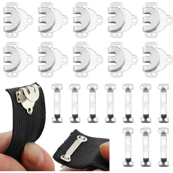 10PCS Trouser Fasteners Hook And Bar, Silver Hook And Eye Fastenings, Sew On Eye Fastener Closures, Bar Sewing Eye Fastener For Trousers, Clothing, Skirt, Dress, Sewing DIY Crafts