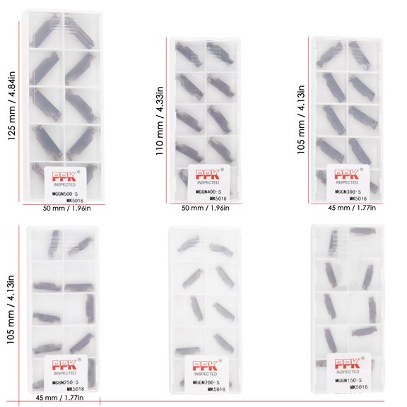 10PCS Tungsten Carbide Insert Grooving Parting Turning Tool Solid Good Performance Blade MGGN 200 Heavy Duty Lathe Tool (4.13 inches / 10.49 cm)