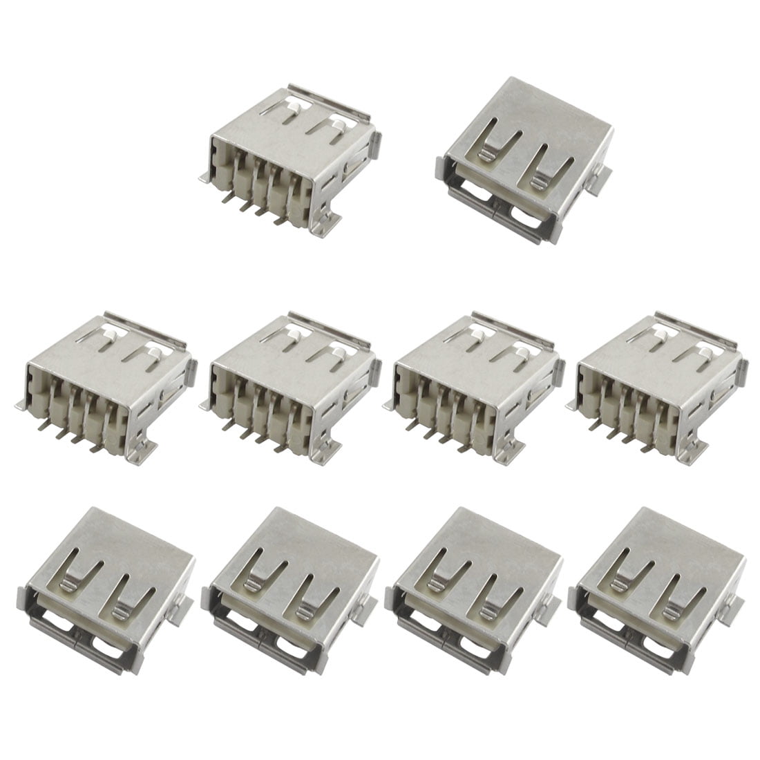 Uxcell USB Type A Female Solder Connectors – 10pcs, Silver Tone, PCB Mount For DIY Electronics Repair