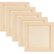 10PCS Unfinished Wood Canvas 5.8x5.8 Inch Square Craft Frames Set Natural Wood DIY oto Frame Wood Canvas Panel Boards for Tabletop Display and Crafts DIY Painting Projects