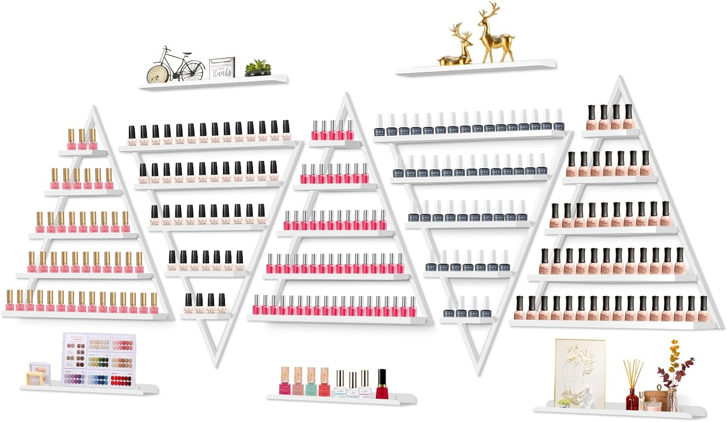 10PCS Wallmounted Nail Polish Storage Racks, DIQIN 5 Tiers Triangular